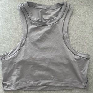 Lululemon open back crop tank top 2 mauve purple grey euc